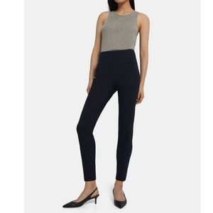 Theory Yoke Legging in Stretch Cotton Wide Waistband Bi-stretch in Navy Ink